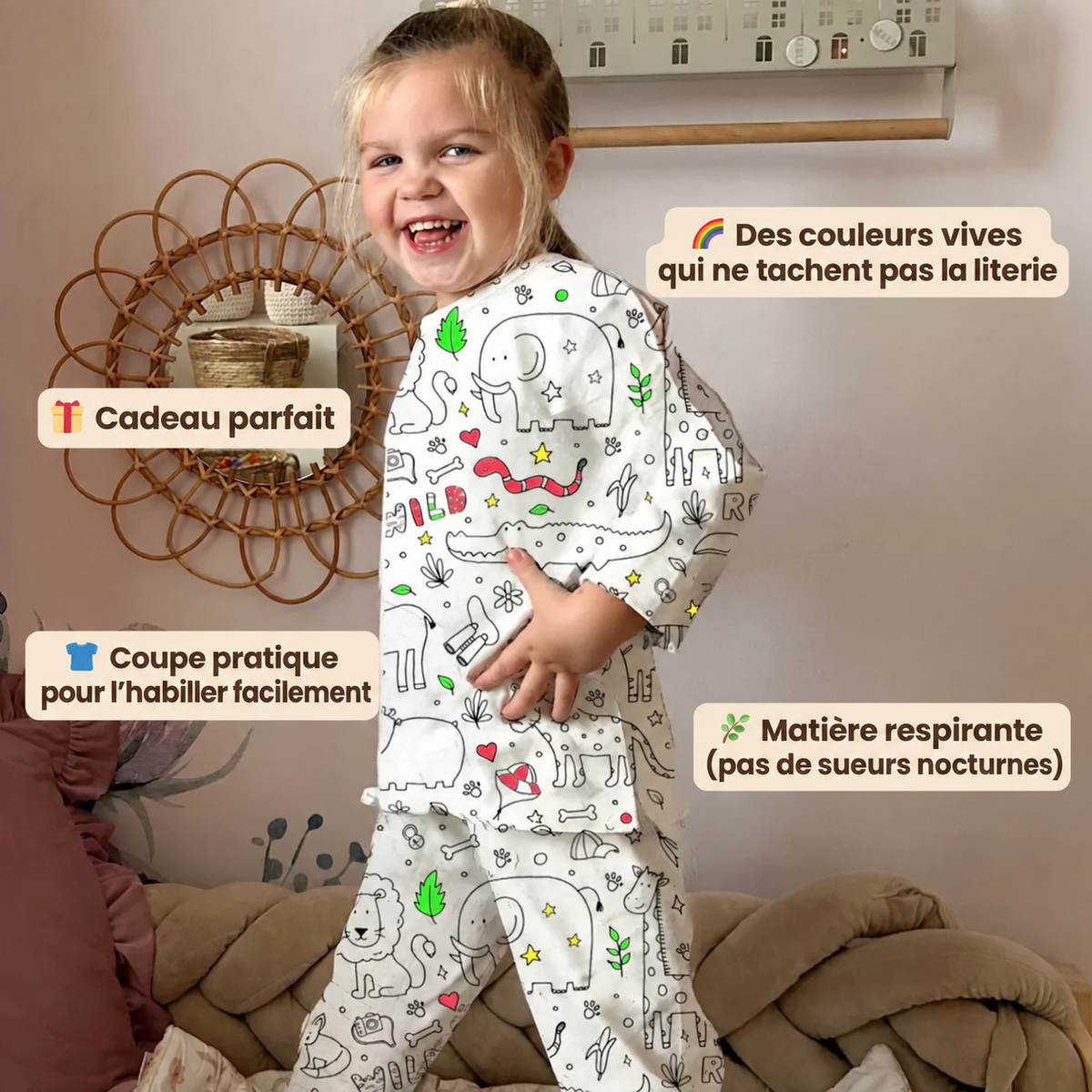 Pyjama à colorier (crayons de couleur inclus)