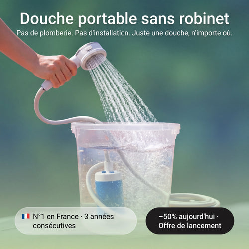 Douche portable : Kit avec tuyau et Tête de jet